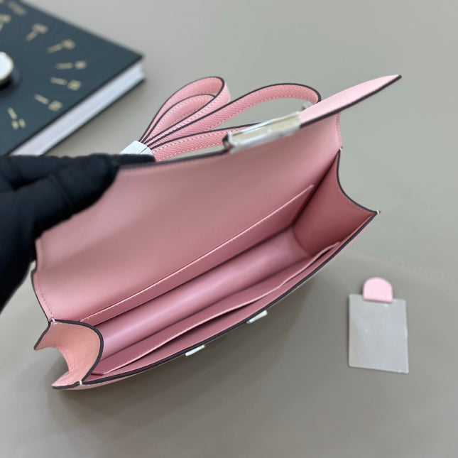 HM 25S CONSTANCE ELAN 24 CM IN LIGHT PINK EPSOM WITH SILVER HARDWARE