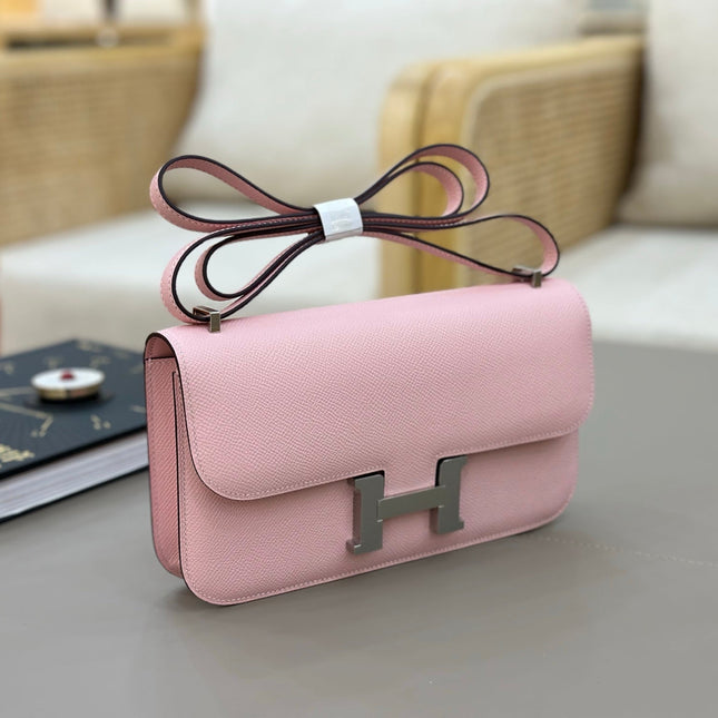 HM 25S CONSTANCE ELAN 24 CM IN LIGHT PINK EPSOM WITH SILVER HARDWARE