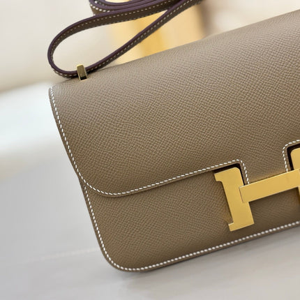 HM 25S CONSTANCE ELAN 24 CM IN TAUPE BROWN EPSOM WITH GOLD HARDWARE
