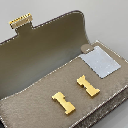 HM 25S CONSTANCE ELAN 24 CM IN TAUPE BROWN EPSOM WITH GOLD HARDWARE