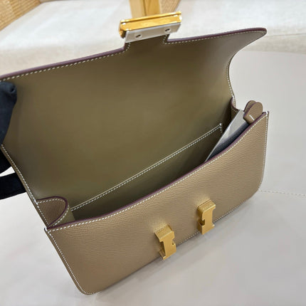 HM 25S CONSTANCE ELAN 24 CM IN TAUPE BROWN EPSOM WITH GOLD HARDWARE