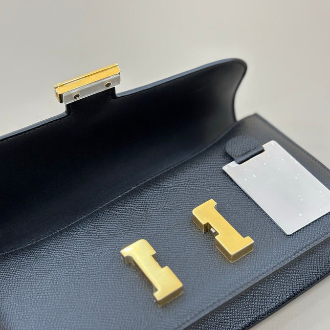 HM 25S CONSTANCE ELAN 24 CM IN BLACK EPSOM WITH GOLD HARDWARE