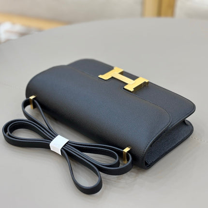 HM 25S CONSTANCE ELAN 24 CM IN BLACK EPSOM WITH GOLD HARDWARE
