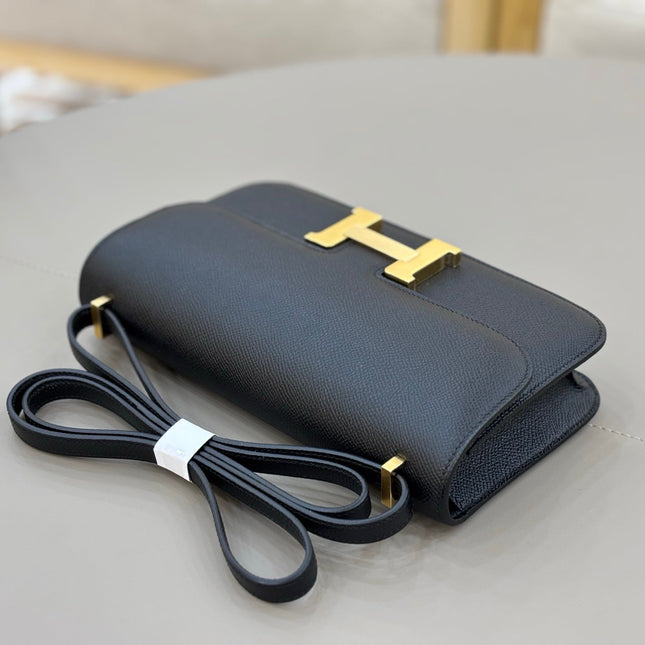 HM 25S CONSTANCE ELAN 24 CM IN BLACK EPSOM WITH GOLD HARDWARE
