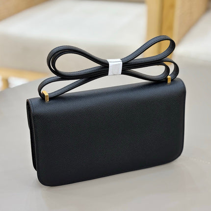 HM 25S CONSTANCE ELAN 24 CM IN BLACK EPSOM WITH GOLD HARDWARE