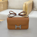HM 25S CONSTANCE ELAN 24 CM IN BROWN EPSOM WITH SILVER HARDWARE