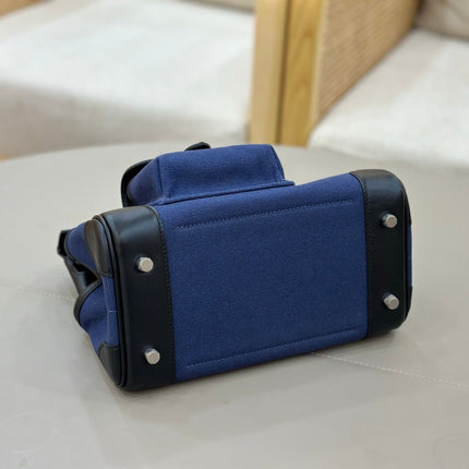 HM 25S BIRKIN CARGO 25 CM IN NAVY BLUE CANVAS AND BLACK SWIFT WITH SILVER HARDWARE