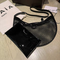 ONE PIECE DEMI LUNE BAG 31 IN BLACK FISHNET
