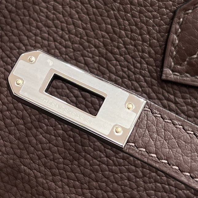 HM 25S BIRKIN 25 CM IN DARK BROWN TOGO WITH KEY SILVER