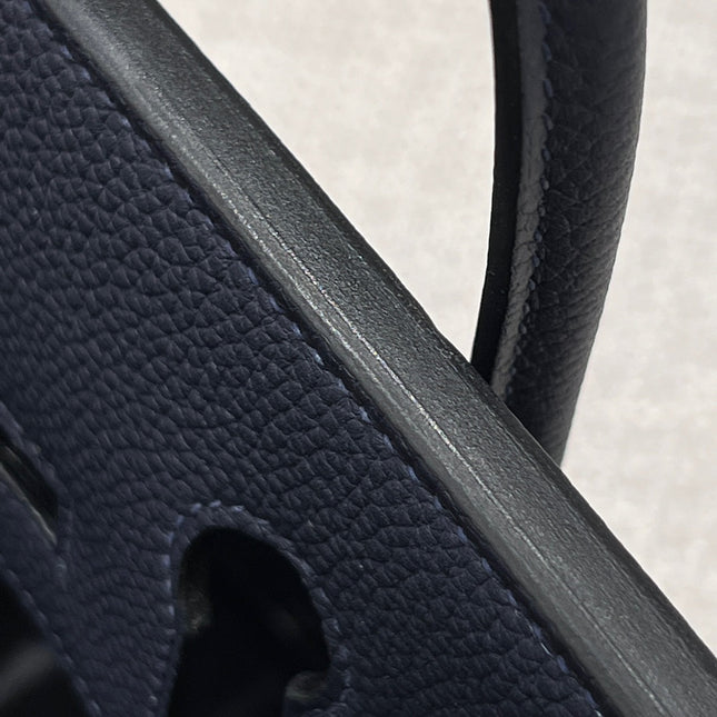 HM 25S BIRKIN 25 CM IN CHARCOAL BLUE TOGO WITH KEY SILVER