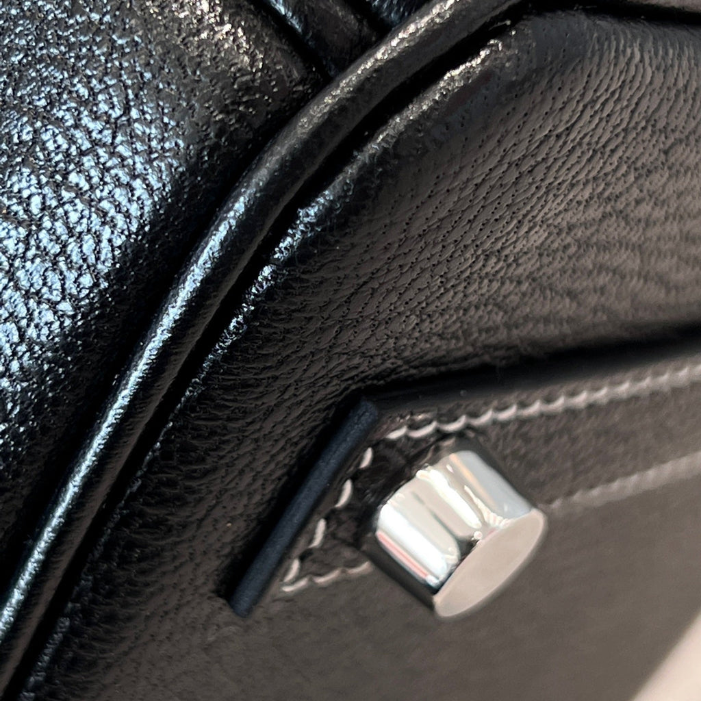 HM 25S BIRKIN 25 CM IN BLACK COWHIDE WITH KEY SILVER