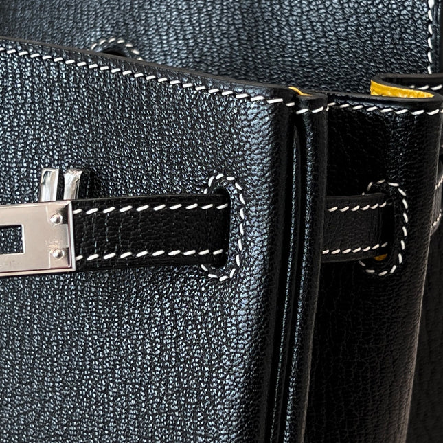 HM 25S BIRKIN 25 CM IN BLACK COWHIDE WITH KEY SILVER