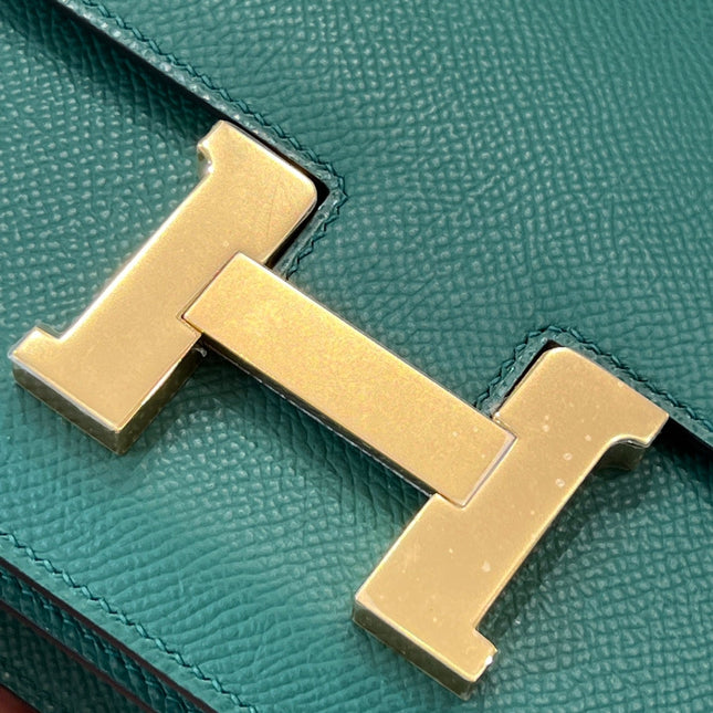 HM 25S CONSTANCE 19 CM IN DARK GREEN EPSOM WITH GOLD HARDWARE