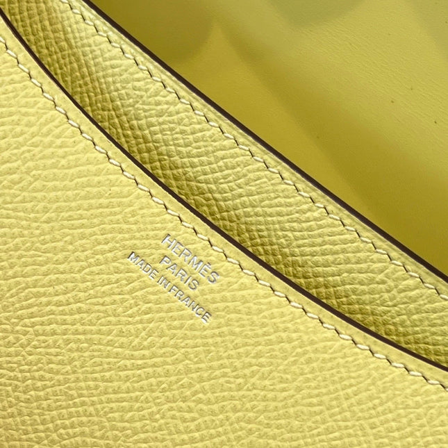 HM 25S CONSTANCE 19 CM IN YELLOW EPSOM WITH SILVER HARDWARE