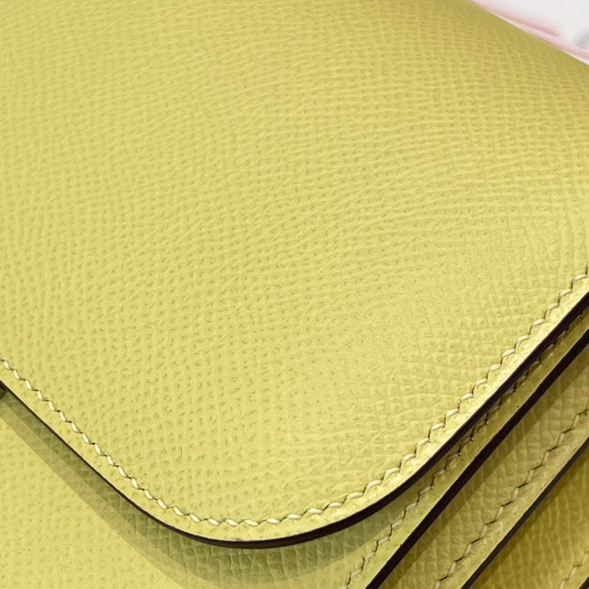 HM 25S CONSTANCE 19 CM IN YELLOW EPSOM WITH SILVER HARDWARE