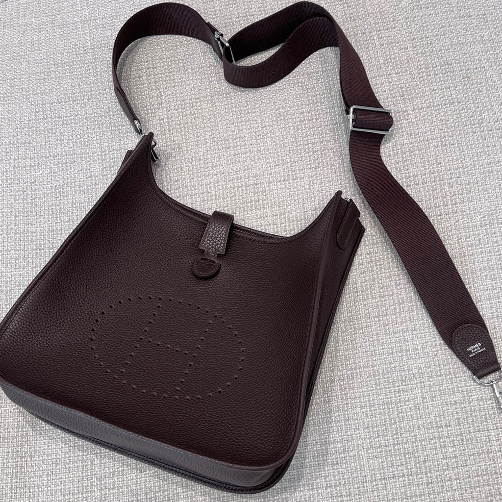 HM 26S EVELYNE BAG 29CM IN BROWN CALFSKIN