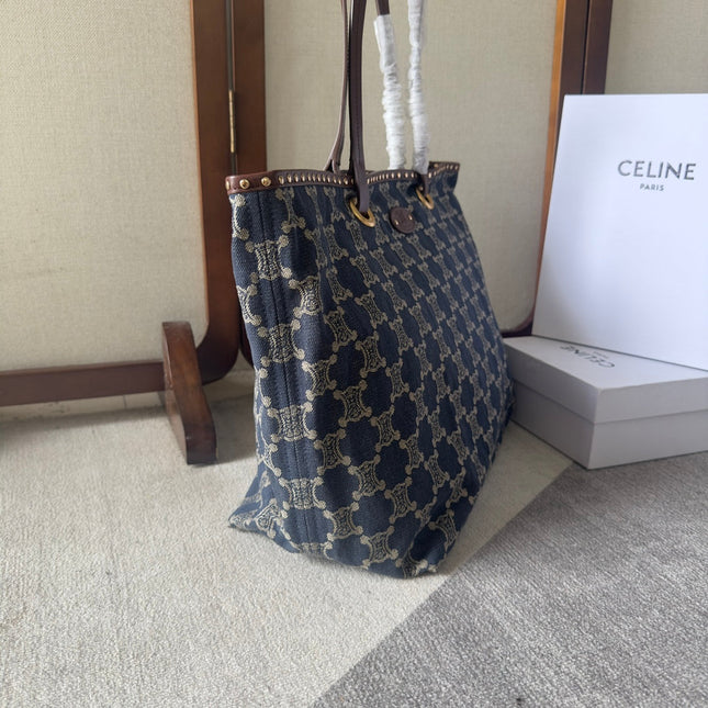 CELINE 26S TOTE BAG 48 IN NAVY BLUE DENIM