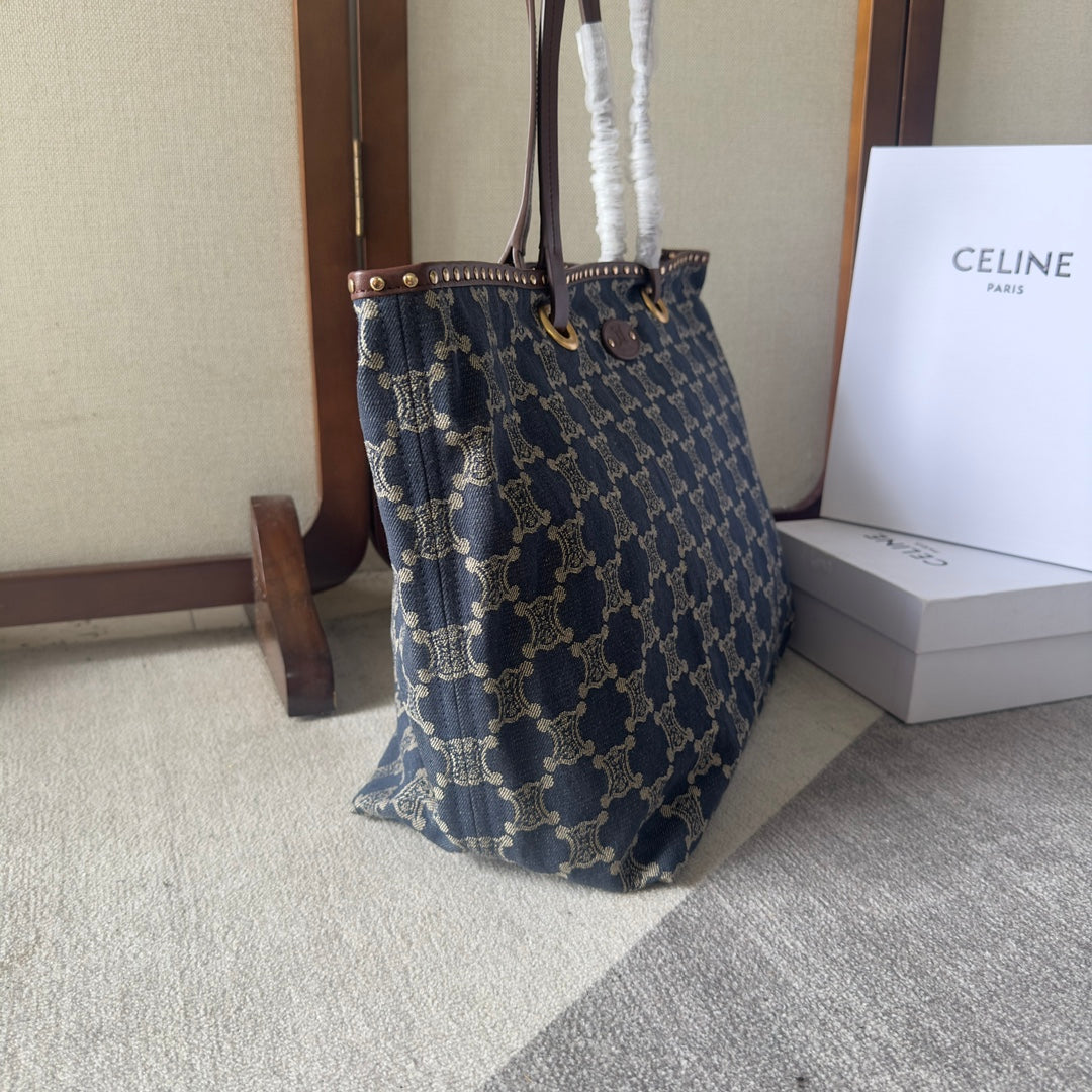 CELINE 26S TOTE BAG 48 IN NAVY BLUE DENIM