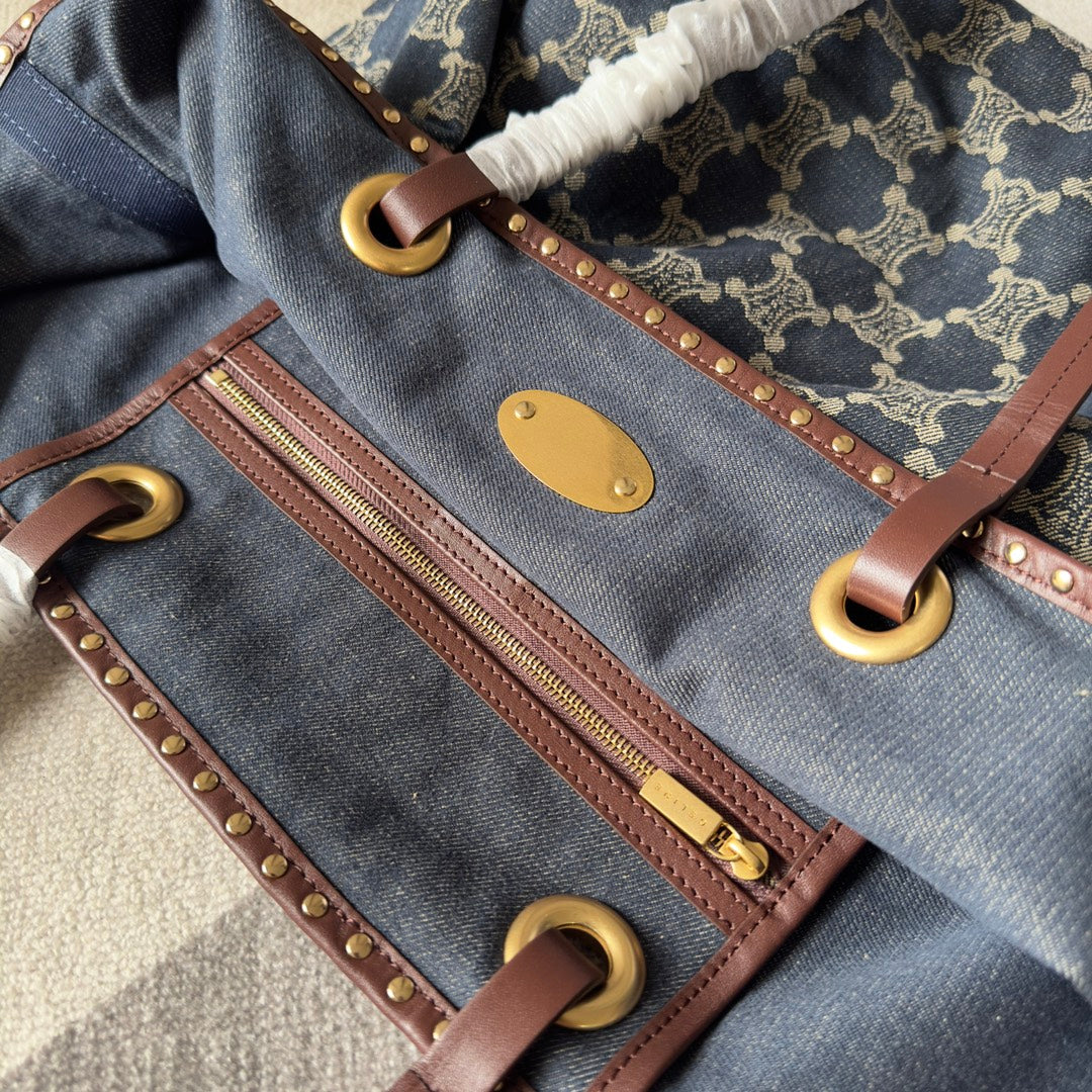 CELINE 26S TOTE BAG 48 IN NAVY BLUE DENIM