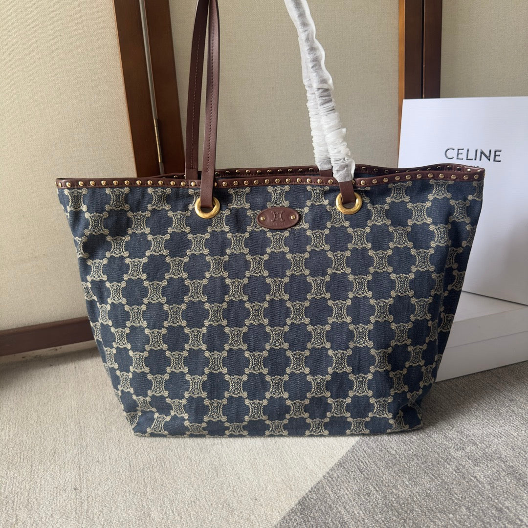 CELINE 26S TOTE BAG 48 IN NAVY BLUE DENIM