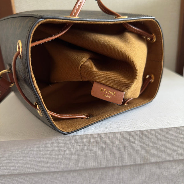 MICRO SAILOR 17 IN BLACK TRIOMPHE CANVAS AND BROWN CALFSKIN TRIM