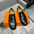 HM PARIS LOAFER BLACK CALFSKIN WITH CROCODILE MOTIF