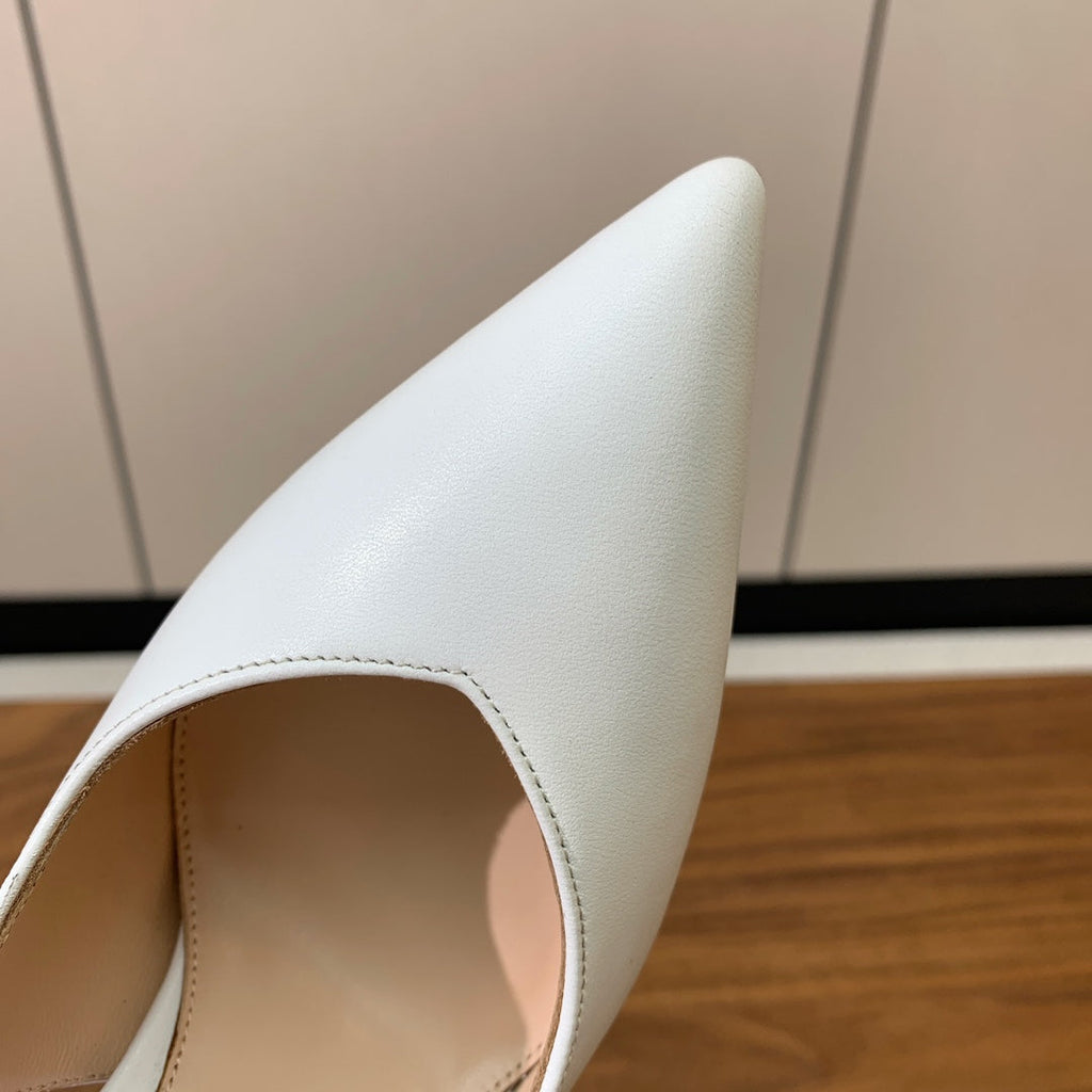 GIANVITO ROSSI 26S SLINGBACK HEELS 105 MM IN WHITE LAMBSKIN