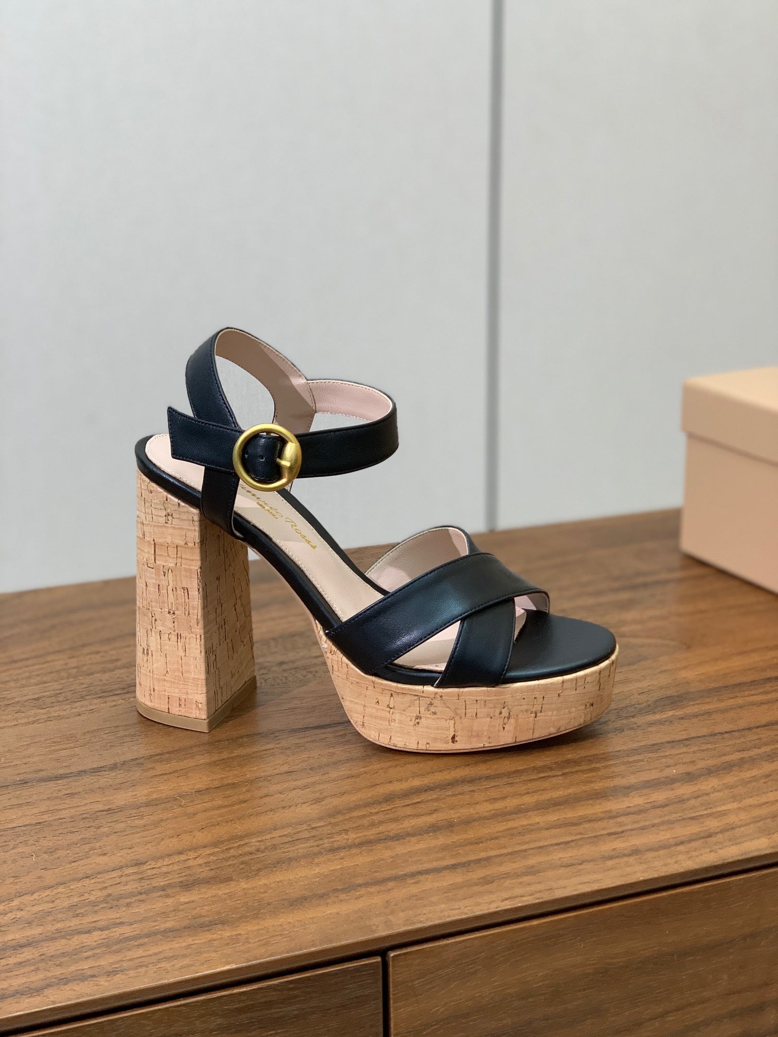 GIANVITO ROSSI 26S PLATFORM SANDALS 115 MM IN BLACK CALFSKIN