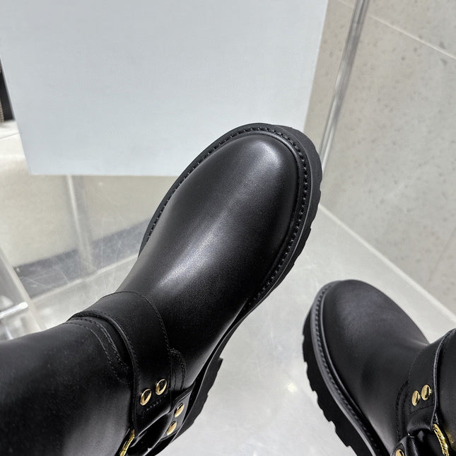 CELINE 26S KNEE-HIGH BOOTS IN BLACK CALFSKIN