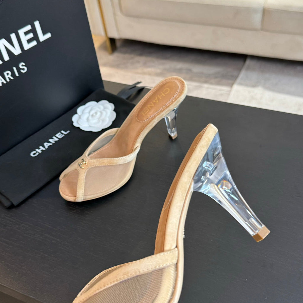 Double C High Heel Tan Brown Lambskin