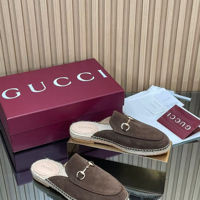 GUCCI 26S LOAFER MULES IN DARK BROWN SUEDE