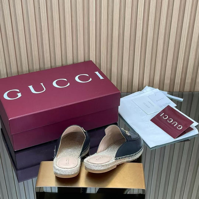 GUCCI 26S LOAFER MULES IN BLACK CALFSKIN