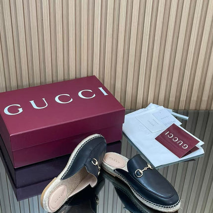 GUCCI 26S LOAFER MULES IN BLACK CALFSKIN