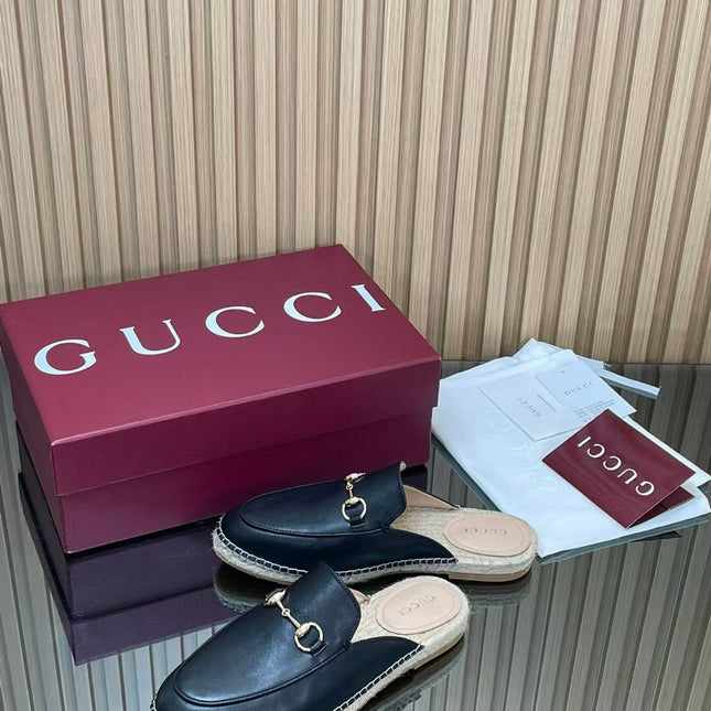 GUCCI 26S LOAFER MULES IN BLACK CALFSKIN
