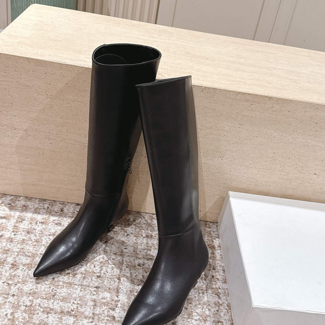 CELINE 26S HIGH-TOP BOOTS 55 MM IN BLACK CALFSKIN