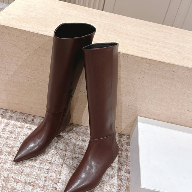 CELINE 26S HIGH-TOP BOOTS 55 MM IN BROWN CALFSKIN