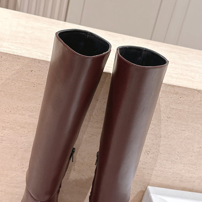 CELINE 26S HIGH-TOP BOOTS 55 MM IN BROWN CALFSKIN