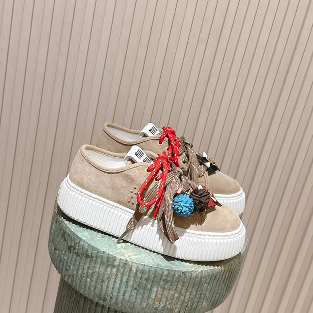 MIUMIU 25S SNEAKERS 50MM IN DARK BEIGE SUEDE