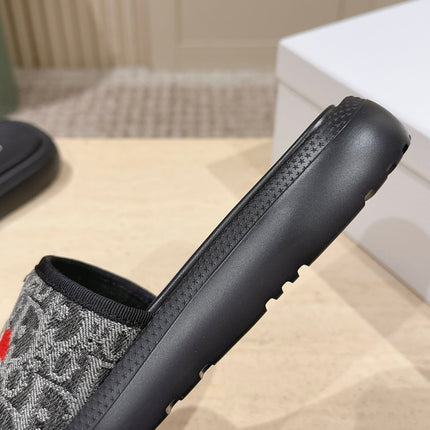DIOR 26S SLIDE SANDALS IN GREY MONOGRAM EMBROIDERED CANVAS