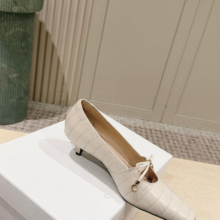 DIOR 26S MARY JANE KITTEN HEEL 40MM IN BEIGE CROCODILE EMBOSSED CALFSKIN