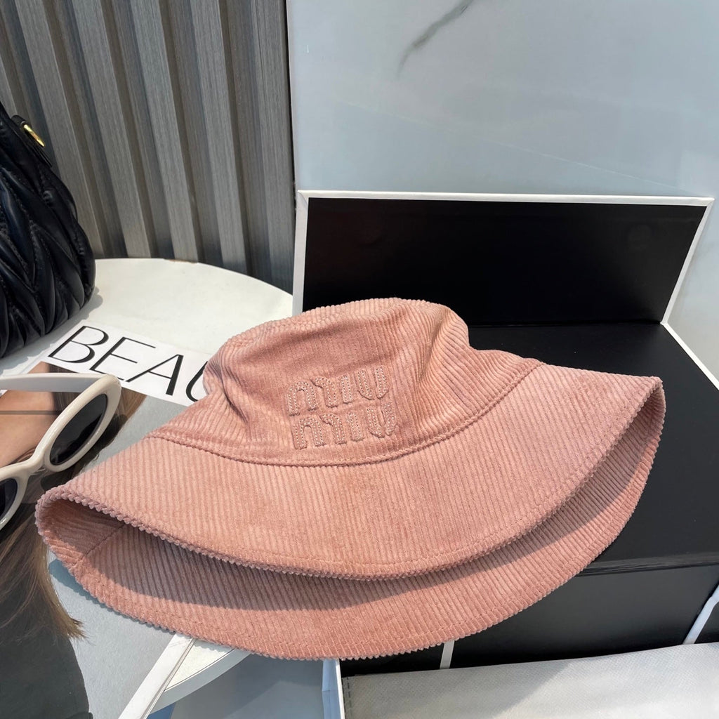 MIUMIU BUCKET IN PEACHY PINK VELVET WITH LOGO