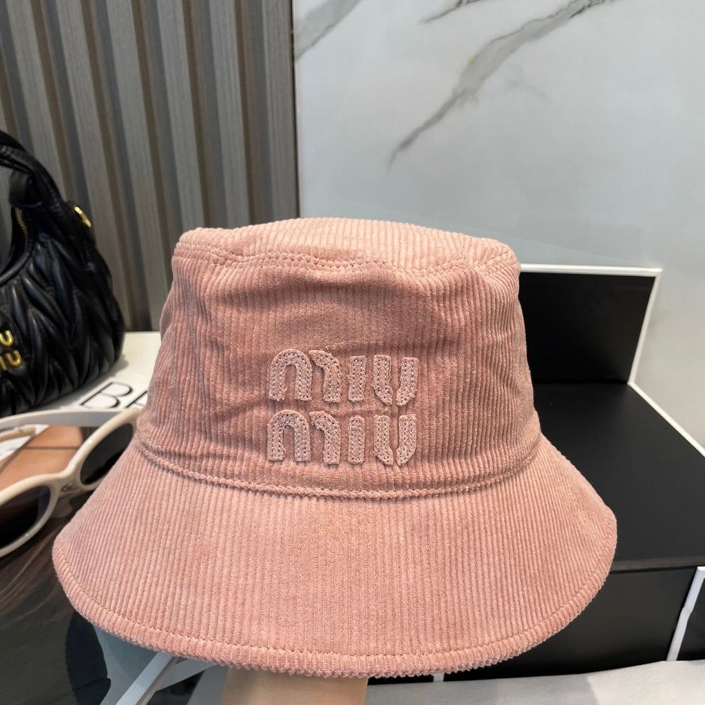 MIUMIU BUCKET IN PEACHY PINK VELVET WITH LOGO