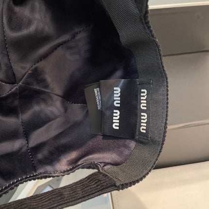 MIUMIU BASEBALL CAP IN BLACK VELVET