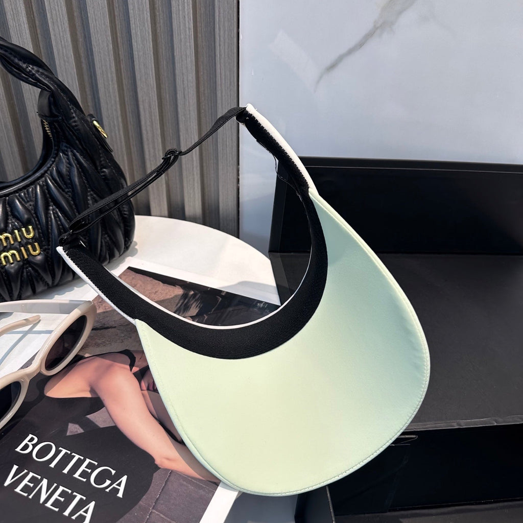 MIUMIU SPORT VISOR CAP IN PASTEL GREEN MIX WHITE FABRIC