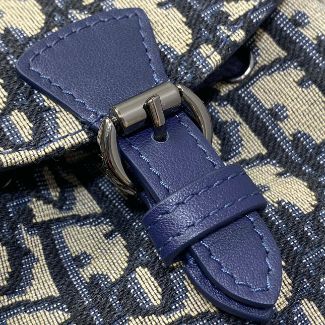 BACKPACK 19 IN BLUE OBLIQUE MONOGRAM JACQUARD