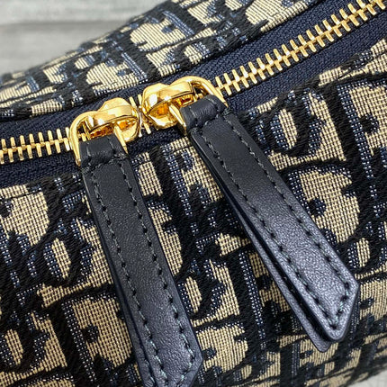 DIOR 25S MEDIUM D-DREAM BAG 24 IN BLUE DIOR OBLIQUE JACQUARD AND SMOOTH CALFSKIN