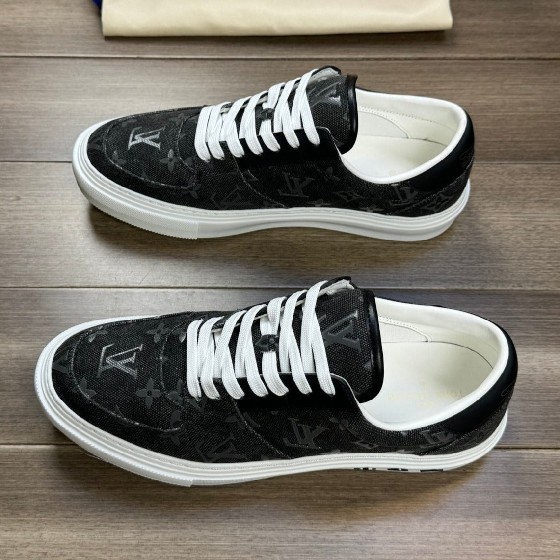 LV TRAINER SNEAKER IN CHARCOAL BLACK MONOGRAM DENIM
