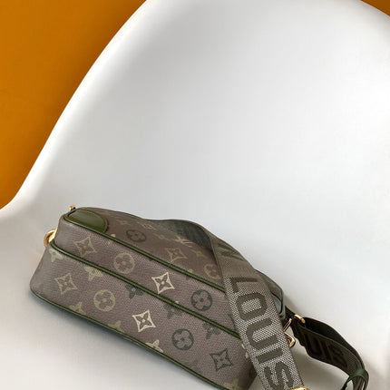 LV 26S CROSSBODY BAG 25 IN GREEN-GRAY CANVAS FABRIC