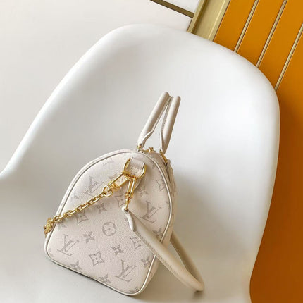 LV 26S SPEEDY BANDOULIERE 25 IN WHITE MONOGRAM CALFSKIN GOLD HARDWARE