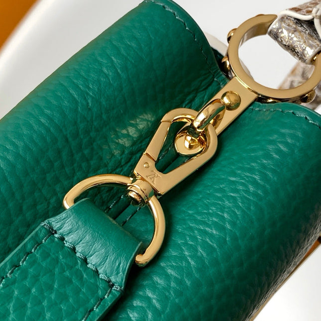 LV 26S CAPUCINES BAG 21 IN DARK GREEN TAURILLON CALFSKIN